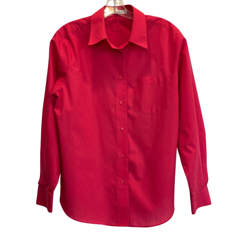 Foxcroft ladies hot pink button up blouse 14P wrinkle free cotton blend